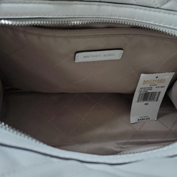 Michael Kors Kathy Lg Satchel Leather Optic White